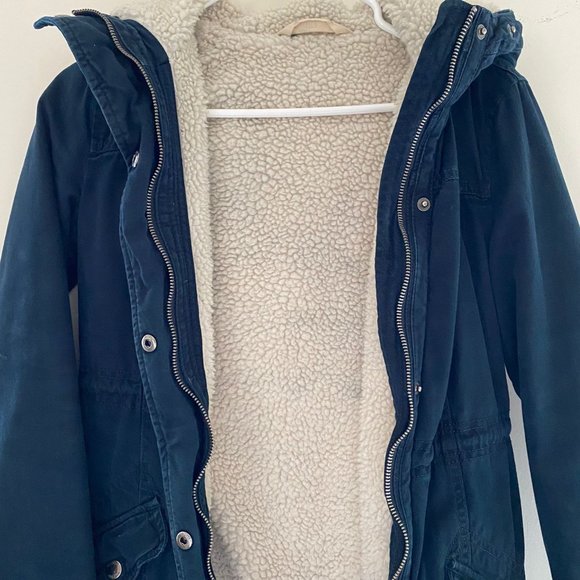 Sherpa-Lined Cozy Parka, Hollister , Navy Blue - Picture 6 of 6